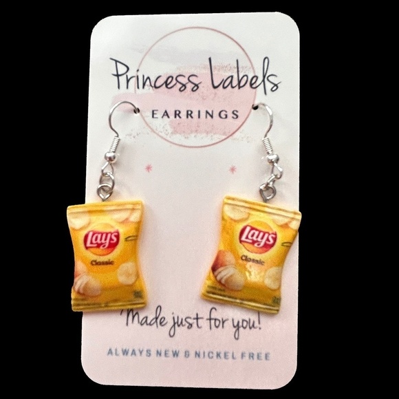 HAND Crafted Dangle Earrings Lay's Potato Chips Cute Bag of Chips and all That - Picture 5 of 7